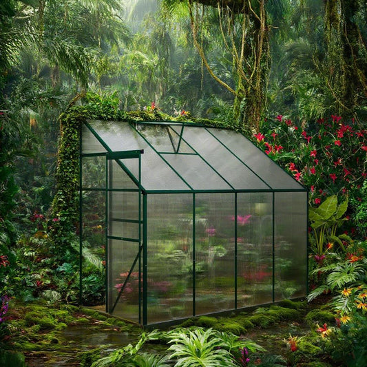 Aluminum  Greenhouse 99.5' L x 50' W x 86.5' H Green Walk-in Lean-To Polycarbonate Hot House Kit