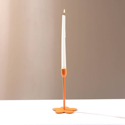 Home Décor Floral Fusion Orange Candle Holder - Stylish 4x7 Inch Decorative Candle Holder for Living Room & Home Accents
