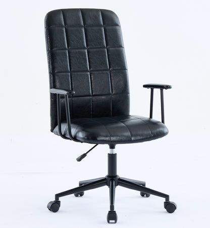 Antique black PU leather color office chair, with armrest, high backrest, soft foam seating, 360 degree swivel , up and down adjustable gaslift,black powder coated frame,five star base, black wheels