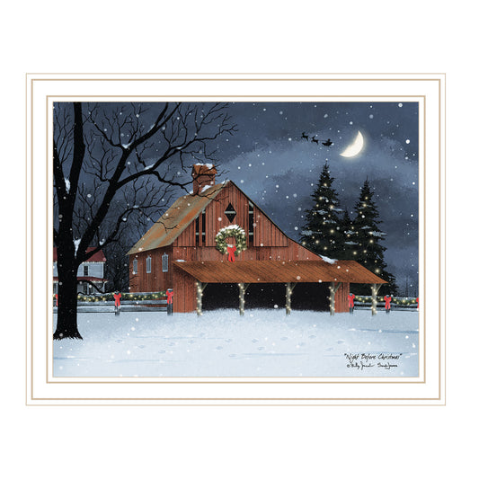 Trendy Decor 4U Night Before Christmas White Framed Wall Art for Living Room, Bedroom Wall Art Print for Home Decor by Billy Jacobs