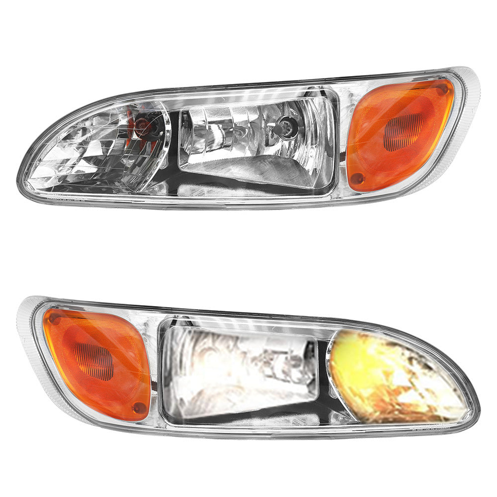 Chrome Headlights Compatible With Peterbilt 337/386/387 With Turn Signal