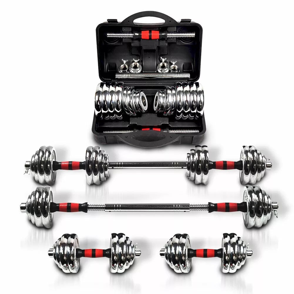 Adjustable Dumbbell Set Home Gym Cast Iron Barbell Sets with Carry Box 66lbs Office Bedroom Workout Dumbbells for Men and Women