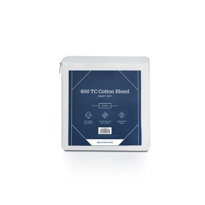 Weekender 600 TC Cotton Rich Sheet Set, split cal king, White