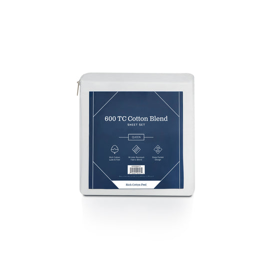 Weekender 600 TC Cotton Rich Sheet Set, split cal king, White