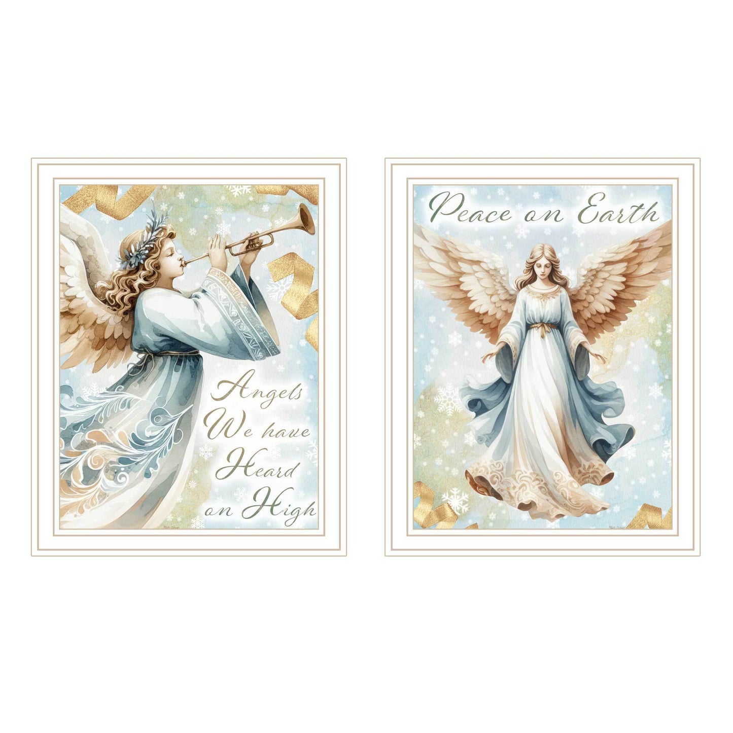 Trendy Decor 4U 2-Piece Vignette Angels We Have Heard on High White Framed Wall Art for Living Room, Holiday Wall Art Print for Home Decor, Bedroom Wall Art by Nicole DeCamp