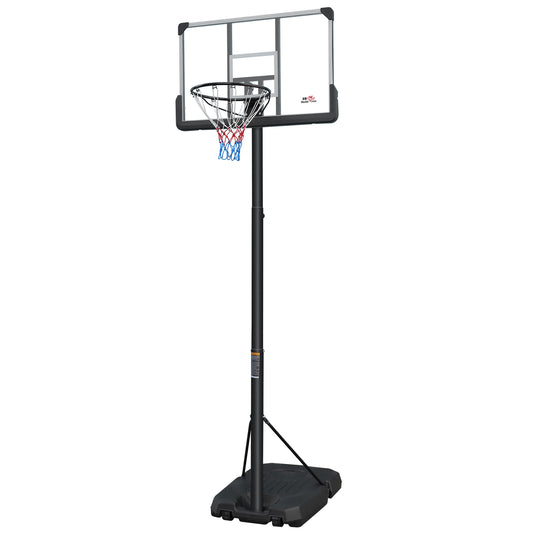 DOUBLE FISH[Adjustable Basketball Goal] Height Adjustable 6.5 Ft-10 Ft Basketball Hoop - 44'' Basketball Rebound, Portable Wheels, And Sturdy Base - Rust-Proof For Adults And Youth