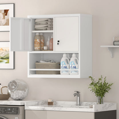 Metal Adjustable 2 Doors Metal Storage Cabinet Kitchen Pantry Cabinet With Adjustable Shelves all Steel Cabinet Locker For Kitchen, Living Room, Dining Room And Office