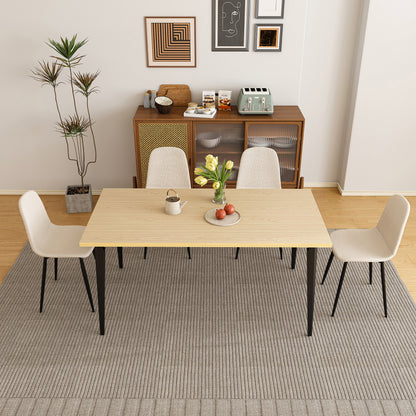63-inch Farmhouse Industrial Dining Table Set with 4 Beige Dining Chairs, Rust-Resistant Iron Legs, Rectangular Kitchen Table for Dining Room & Patio(4 Chairs)