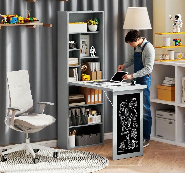 Fold-out Convertible Office Desk, Wall Mount Computer Desk