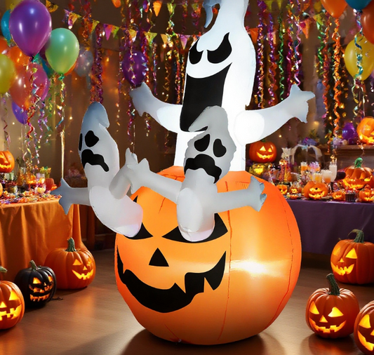 Halloween Inflatables Outdoor Decorations Jack-O-Lantern Pumpkin and Ghosts
