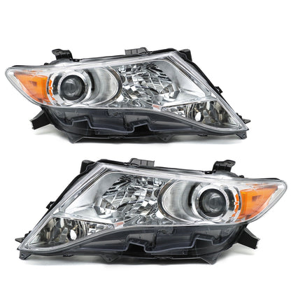 Headlight Assembly Fit for 2009-2016 Toyota Venza Halogen, Pair of Chrome Headlamp Left/Driver&Right/Passenger Side