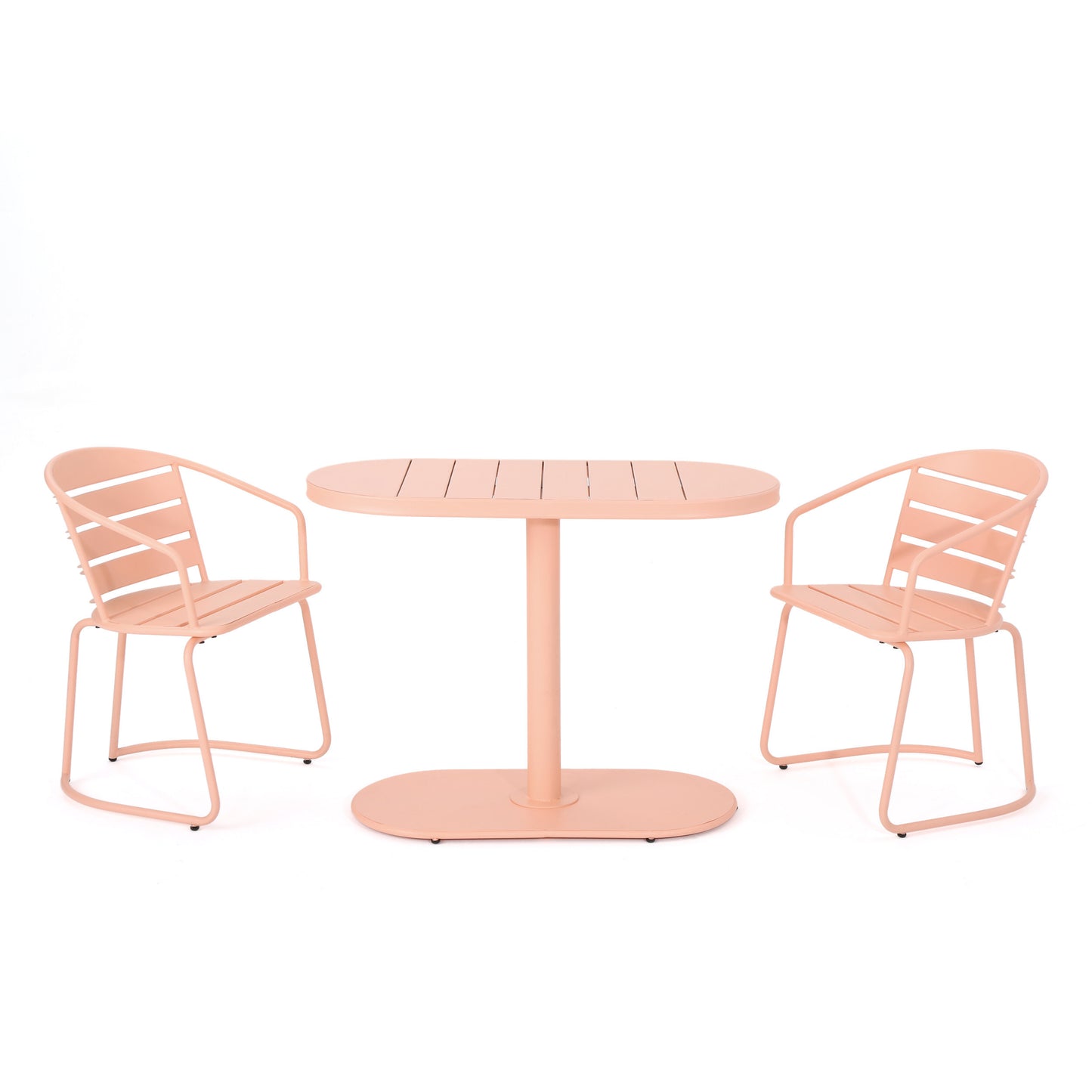 Outdoor Metal Seating Set with Coffee Table and 2 Chairs, Pink
