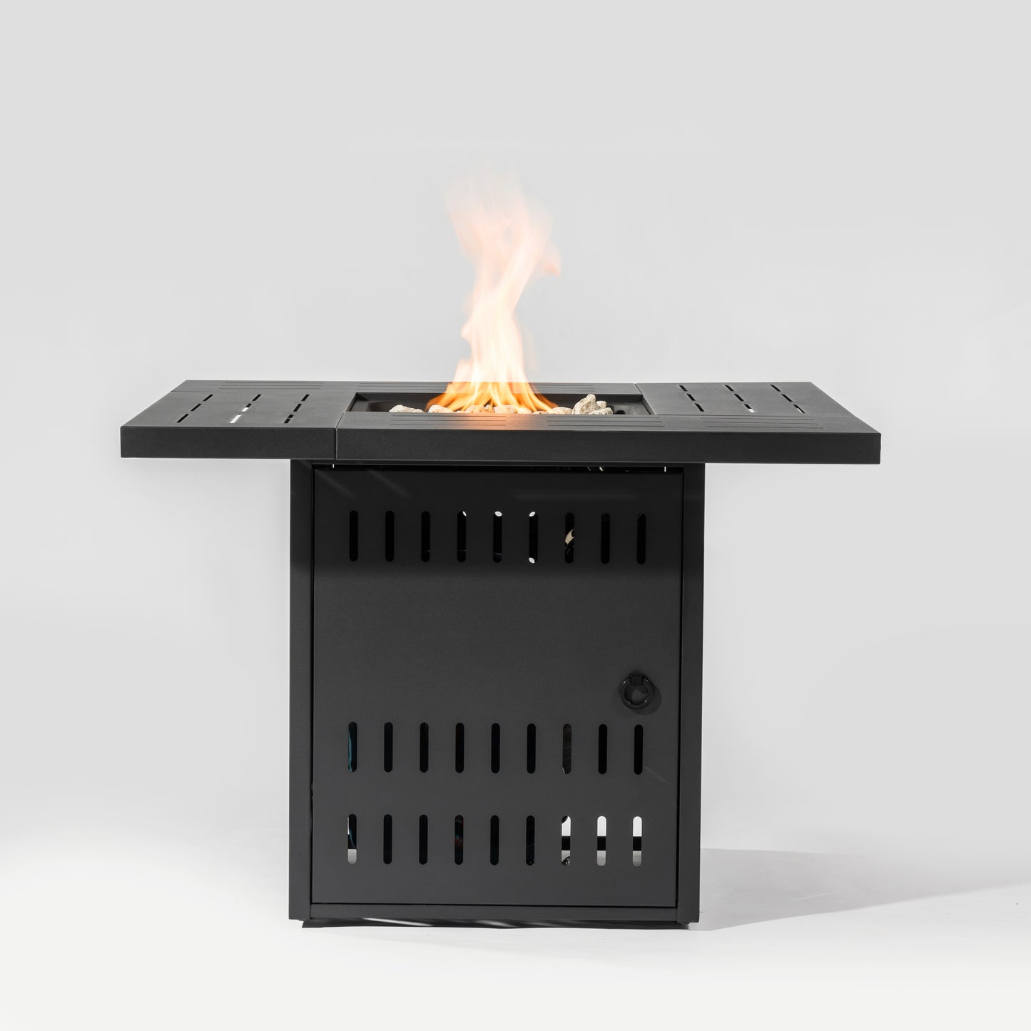 34' Propane Gas Fire Pit Table, 50000 BTU Rectangular Steel Fire Pit for Outside Patio Deck Garden Courtyard- Black