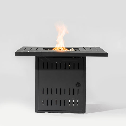 34' Propane Gas Fire Pit Table, 50000 BTU Rectangular Steel Fire Pit for Outside Patio Deck Garden Courtyard- Black