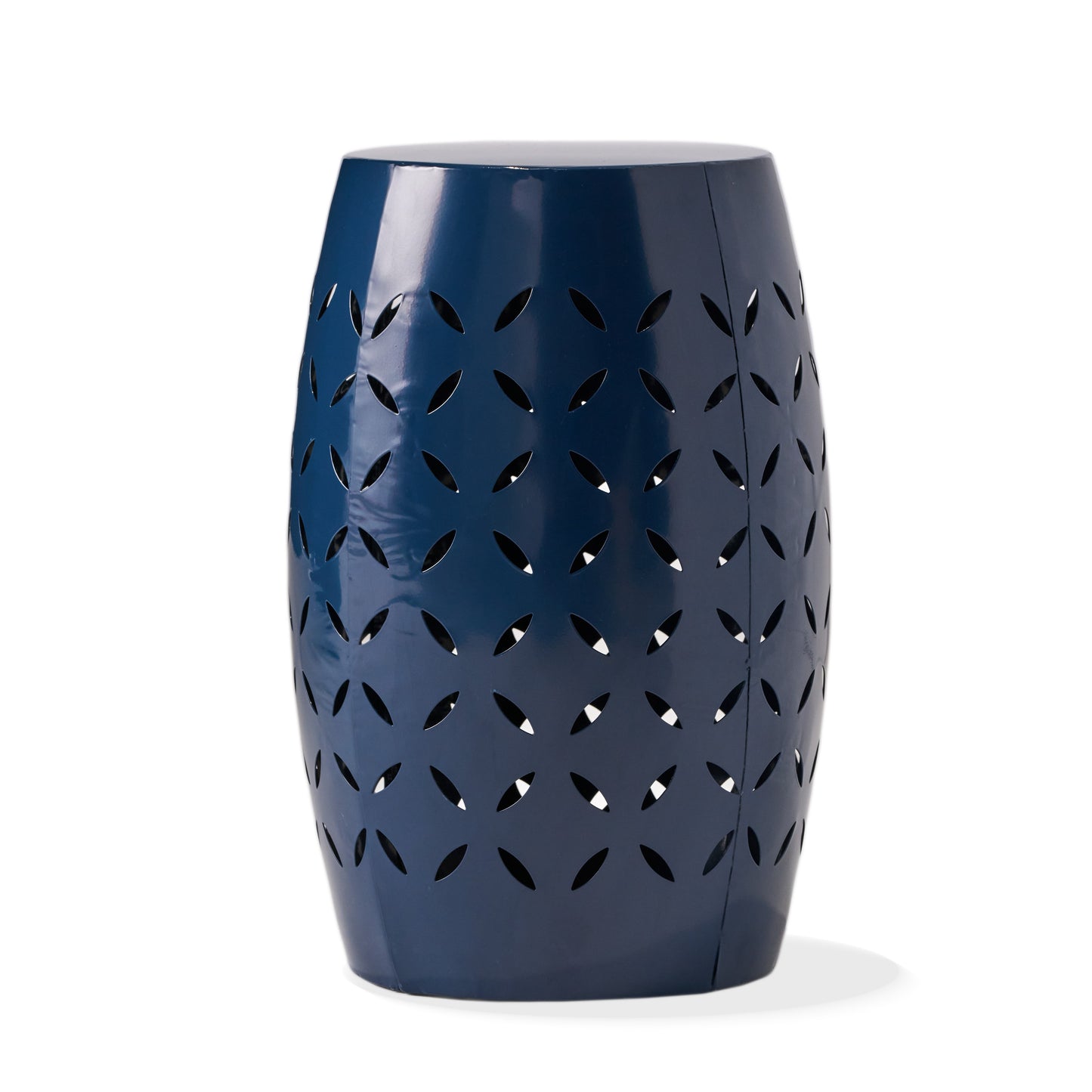 12' Outdoor Lace-Cut Side Table, Navy Blue