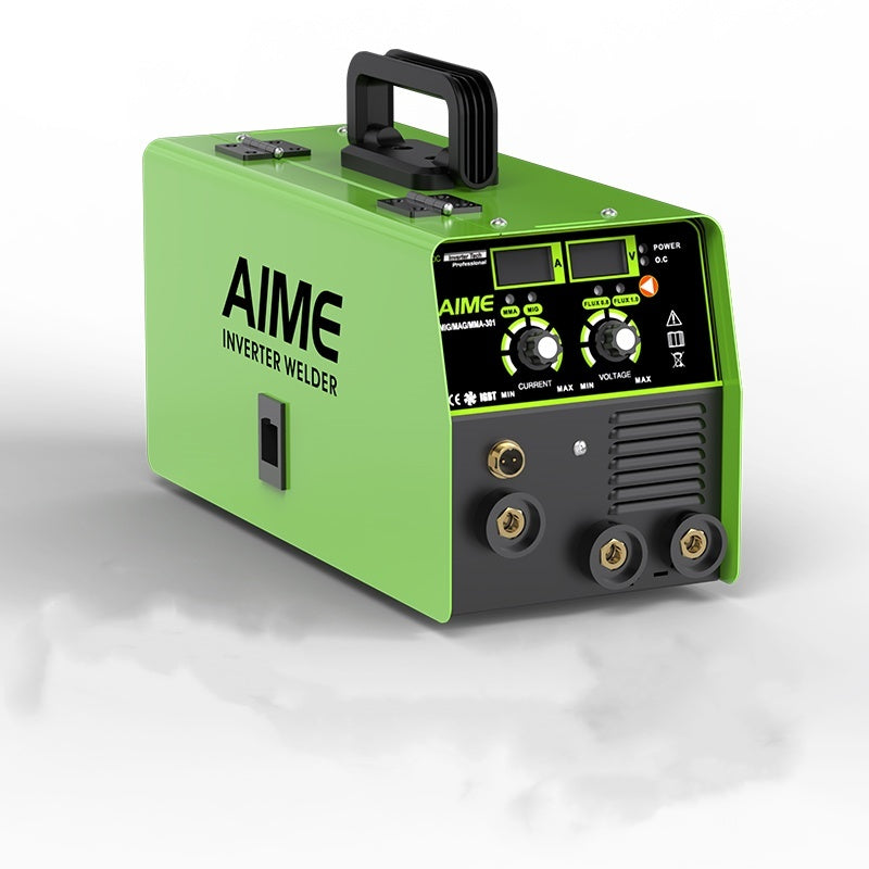 AIME 140A 3 in 1 MIG welder, solid core wire, MIG/Lift TIG/stick welding equipment 10 portable IGBT inverter with synergic control, LED display