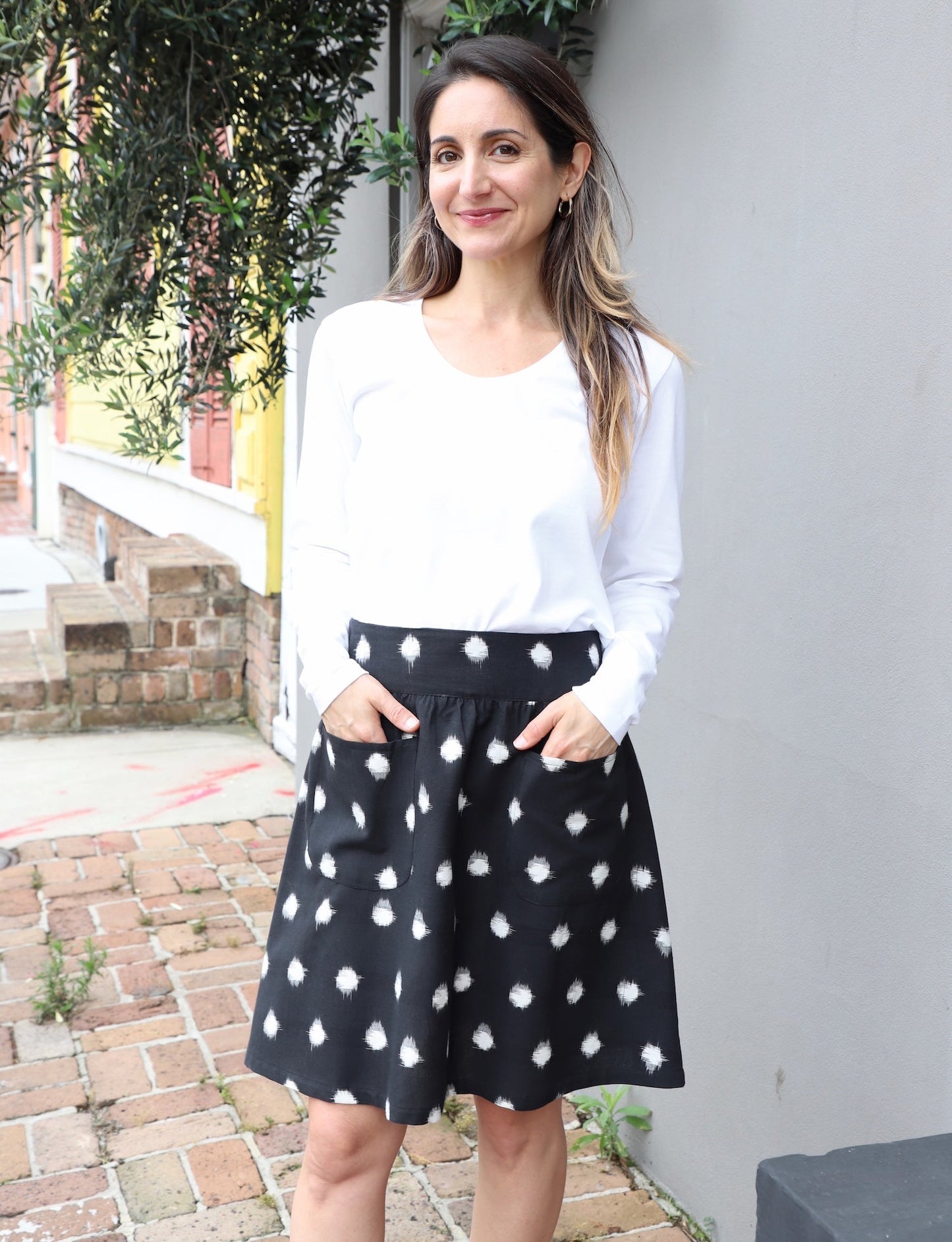 Black and White Polka Dot Organic Cotton Skirt