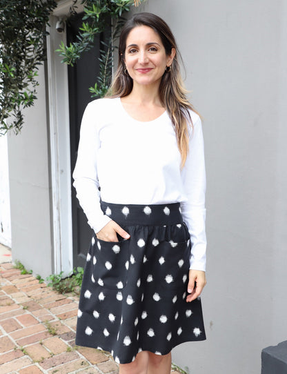 Black and White Polka Dot Organic Cotton Skirt