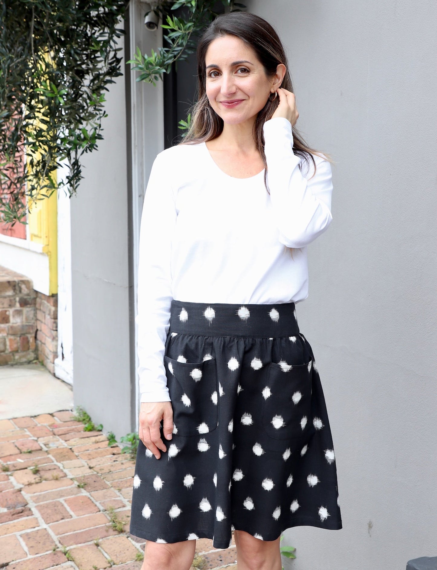 Black and White Polka Dot Organic Cotton Skirt