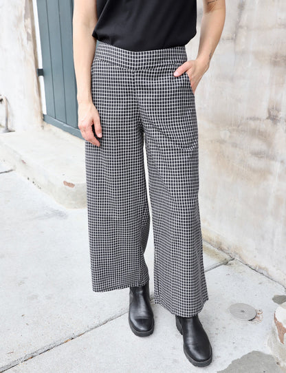 Black Gingham Organic Cotton Crop Pants