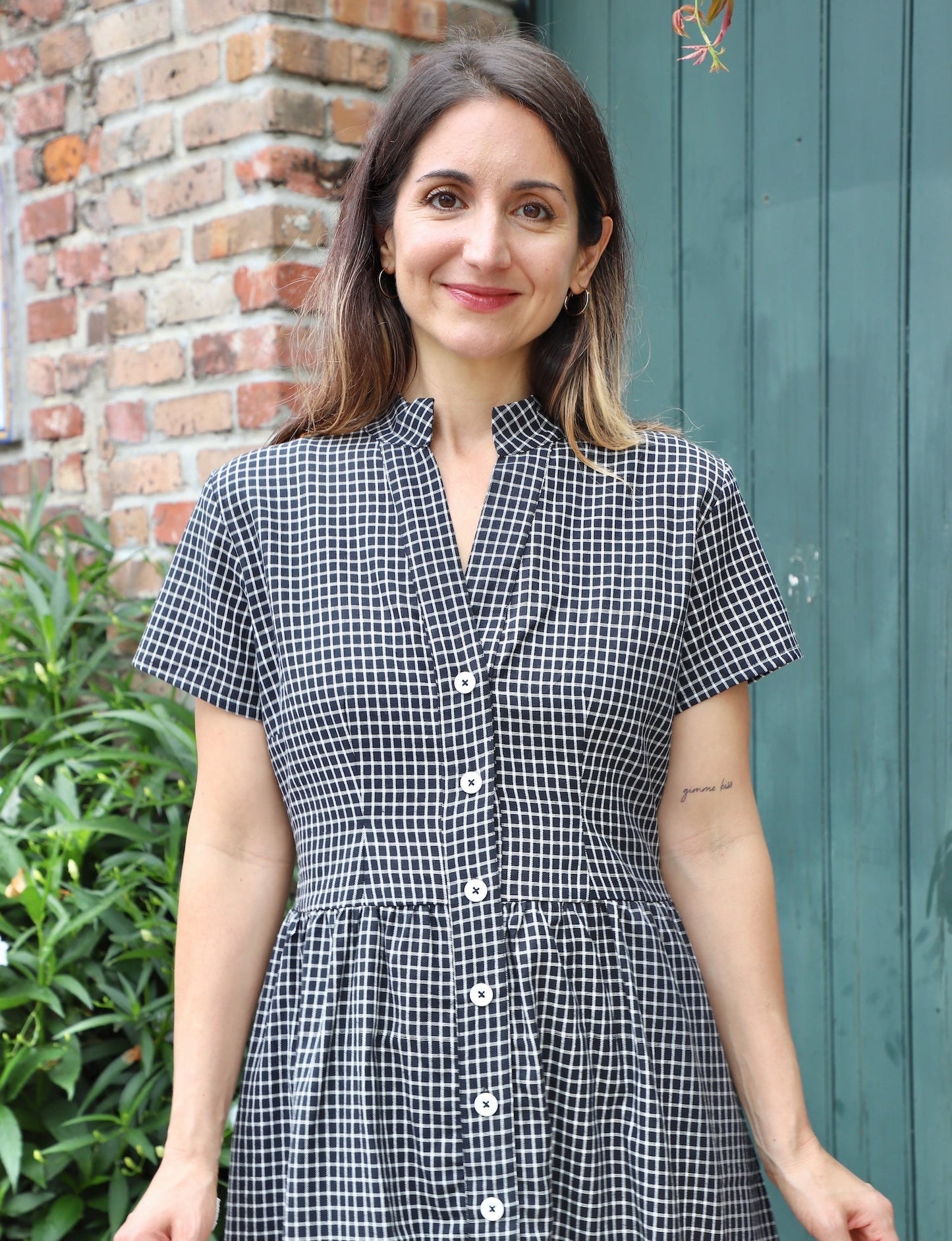 Black Gingham Organic Cotton Fit & Flare Dress - Pre-Order