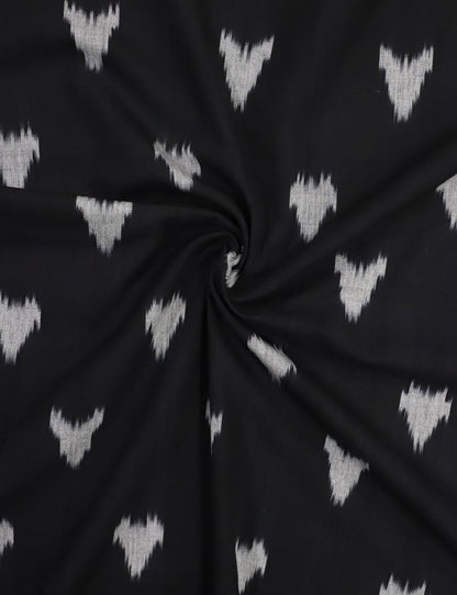 Black White Ikat Handwoven Cotton Fabric by the Yard