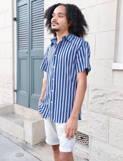 Blue Bayou Striped Organic Cotton Men's Button Down Shirt