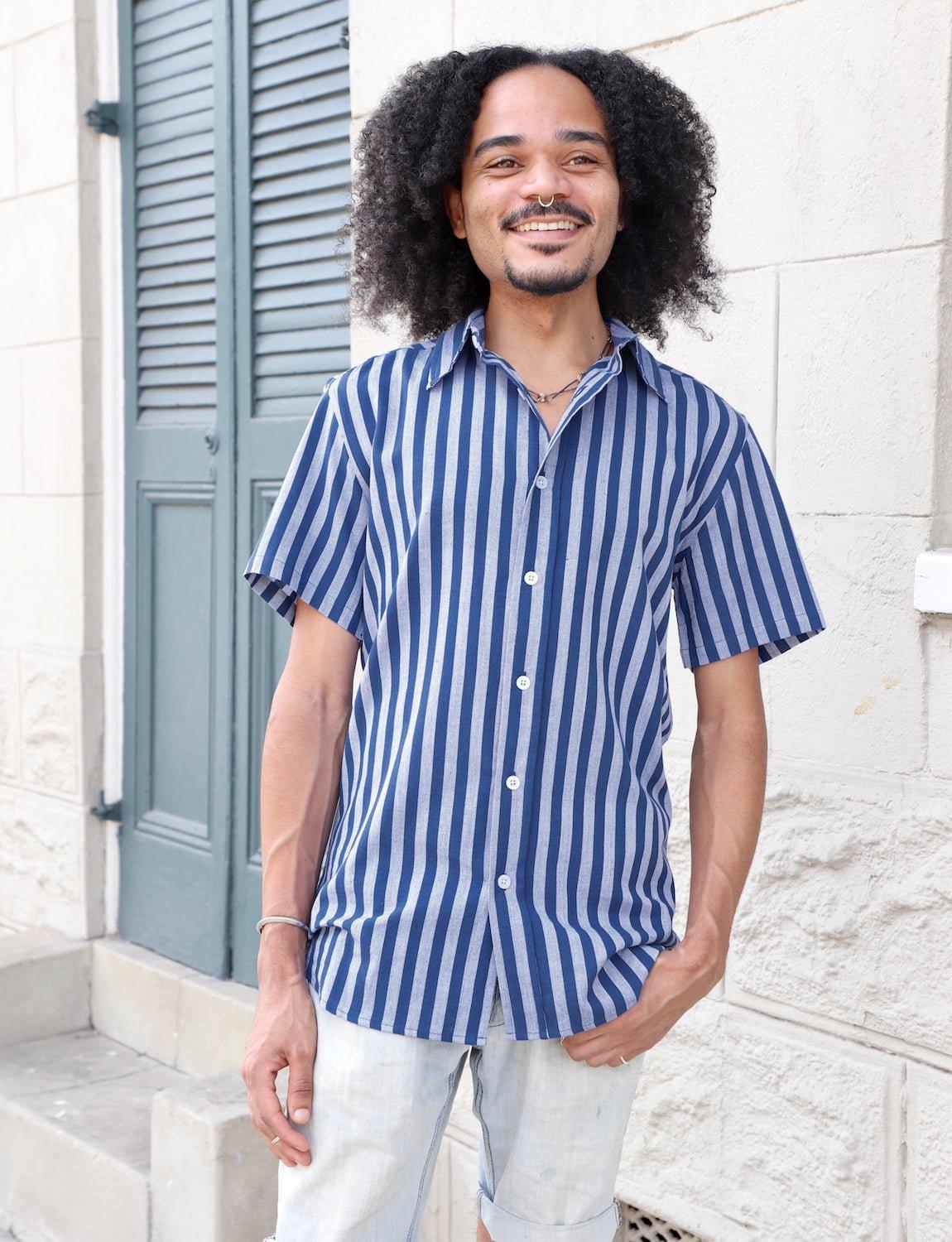 Blue Bayou Striped Organic Cotton Men's Button Down Shirt