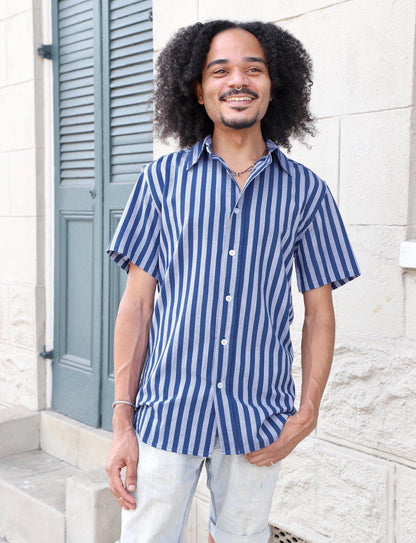 Blue Bayou Striped Organic Cotton Men's Button Down Shirt
