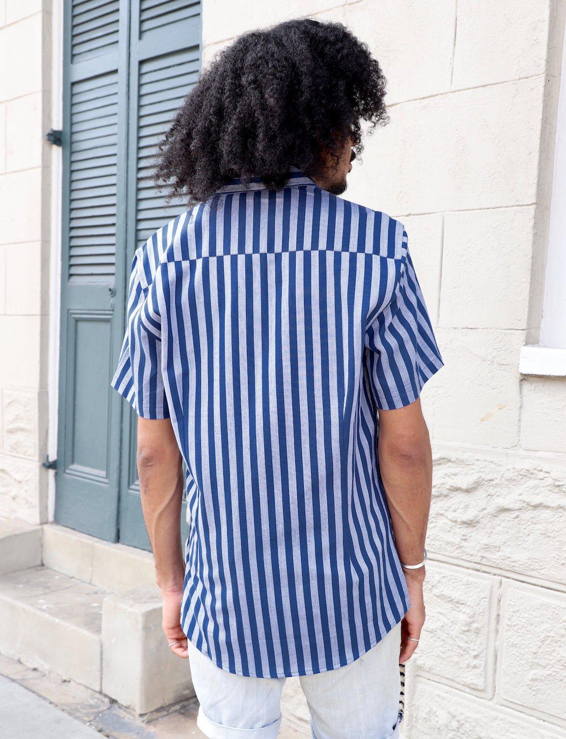 Blue Bayou Striped Organic Cotton Men's Button Down Shirt