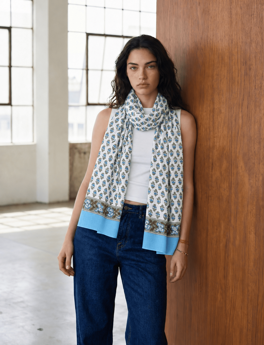Blue Buti Scarf