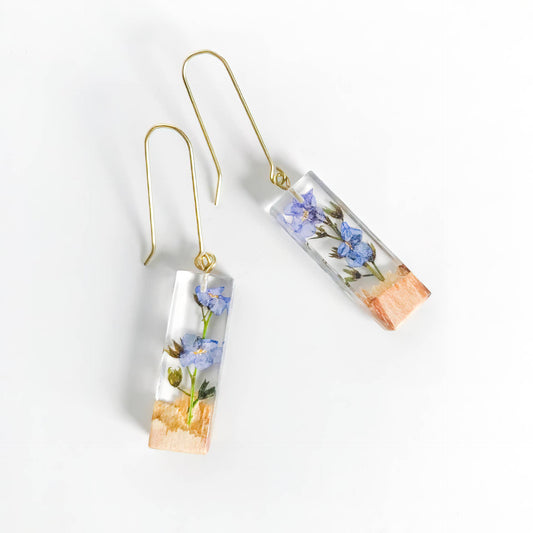 Forget-Me-Not & Palo Santo Earrings