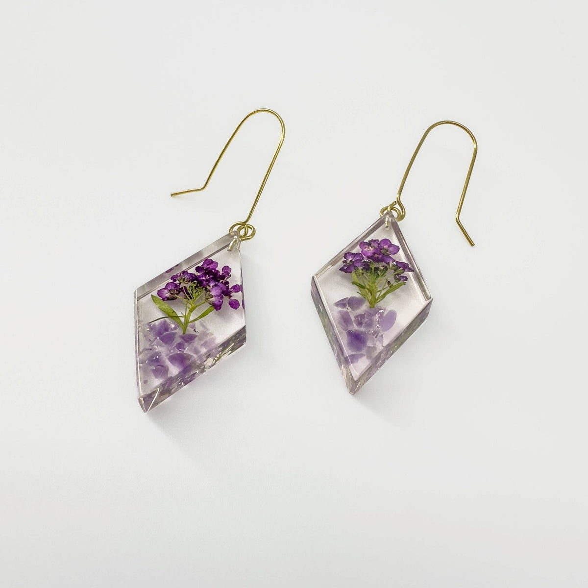 Botanical Flower & Stone Resin Earrings