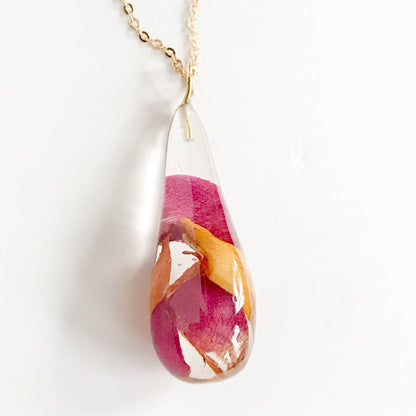 Rose Petal Teardrop Necklace