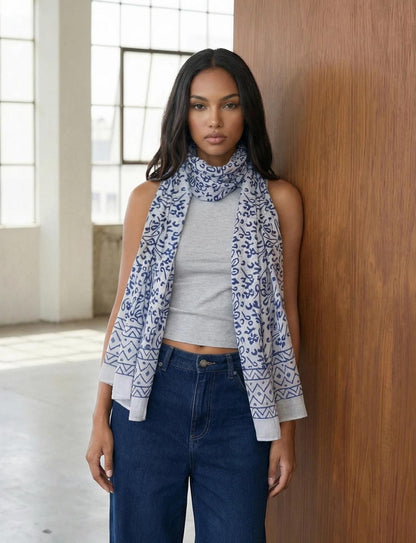 Bright Blue Abstract Scarf