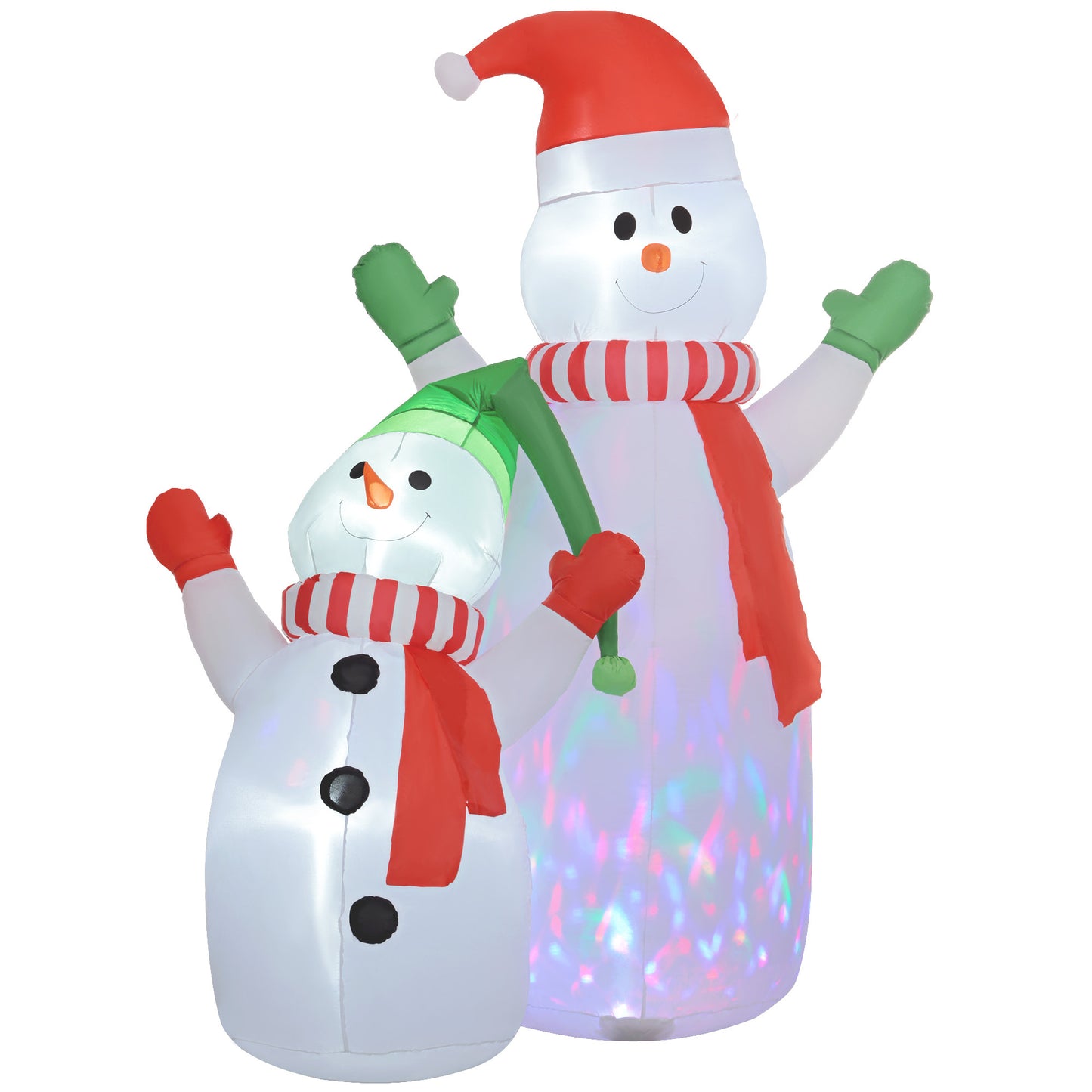 Outsunny 8FT Giant Christmas Inflatables Snowman, Huge Blow Up Christmas Decorations with Rotating Colorful LED Light for Indoor, Outdoor, Yard, Party