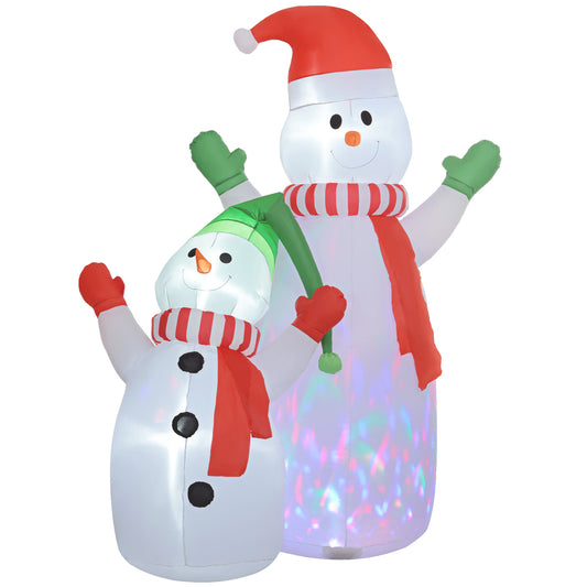 Outsunny 8FT Giant Christmas Inflatables Snowman, Huge Blow Up Christmas Decorations with Rotating Colorful LED Light for Indoor, Outdoor, Yard, Party