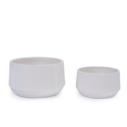 2 Pieces Ceramic Flowerpot, Modern Planter for Patio, Garden or Windowsills - Gloss White