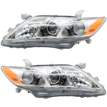 Headlights Assembly Fit for 2007-2009 Toyota Camry, Pair Headlamps Replacement Included Driver and Passenger Side