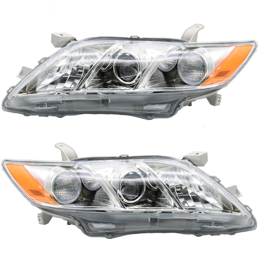 Headlights Assembly Fit for 2007-2009 Toyota Camry, Pair Headlamps Replacement Included Driver and Passenger Side