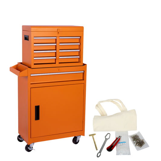 Tool Chest, 5-Drawer Rolling Tool Storage Cabinet with Detachable Top Tool Box, Liner, Universal Lockable Wheels, Adjustable Shelf, Locking Mechanism, Metal Tool Cart ,154pcs tools