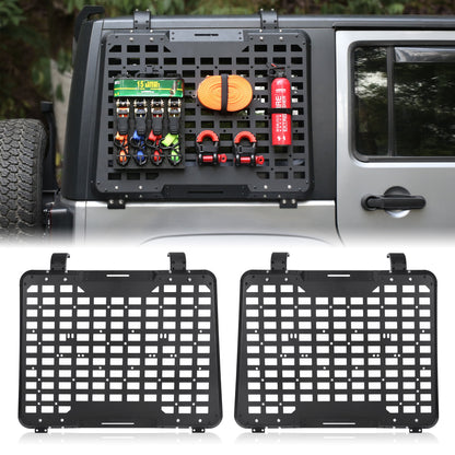 Rear Window Storage Panel,Window Cargo Shelf Compatible with Jeep Wrangler 2007-2018 JK 4 Doors Tactical Storage System Multifunctional Flank Kit 2PCS