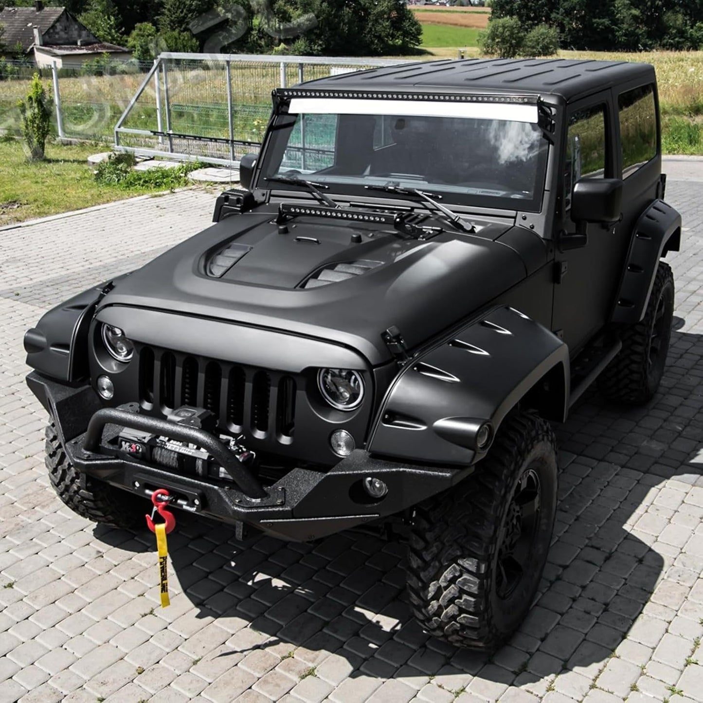 Vented Heat Dispersion Hood Compatible with Jeep Wrangler JK JKU 2007-2017,10th Anniversary Edition Metal Replacement Hoods Accessory Black