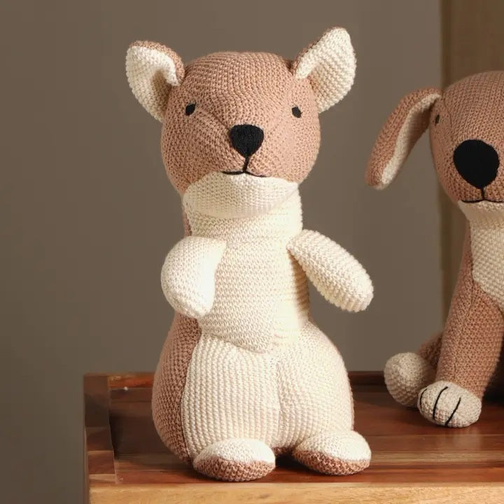 100% Handmade Cotton knitted Soft Puppy Plush Toy-Peach