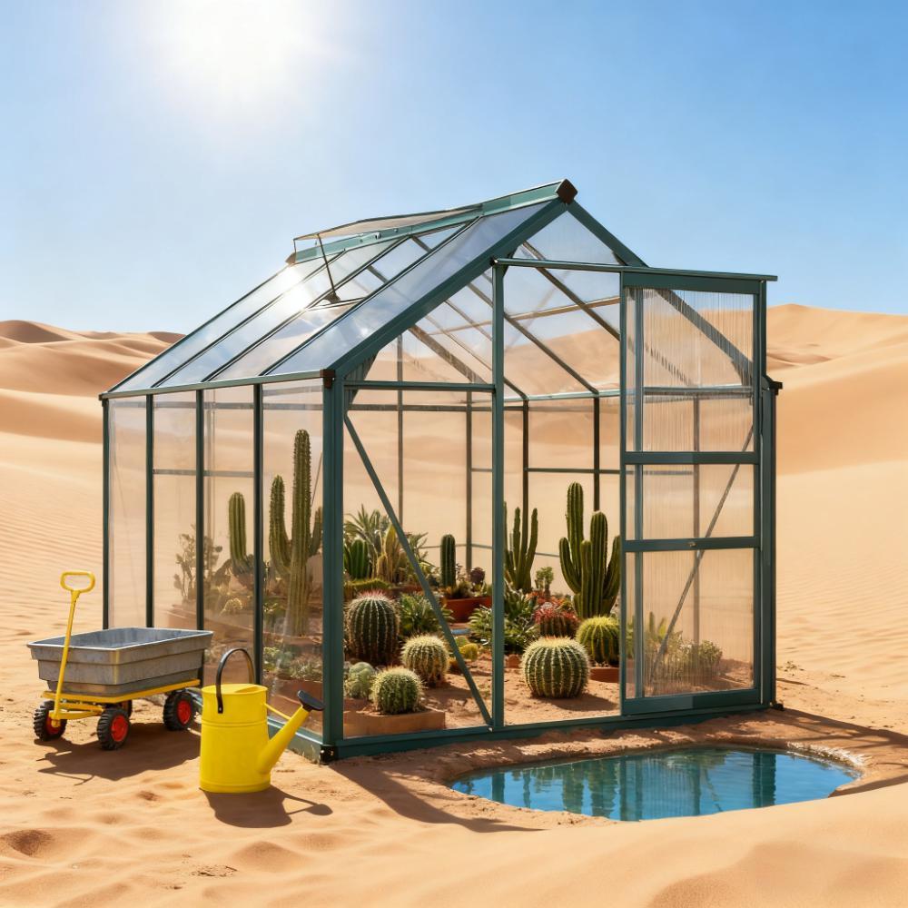Greenhouse 6' x 8' Outdoor Greenhouse with Rain Gutter and Roof Vent