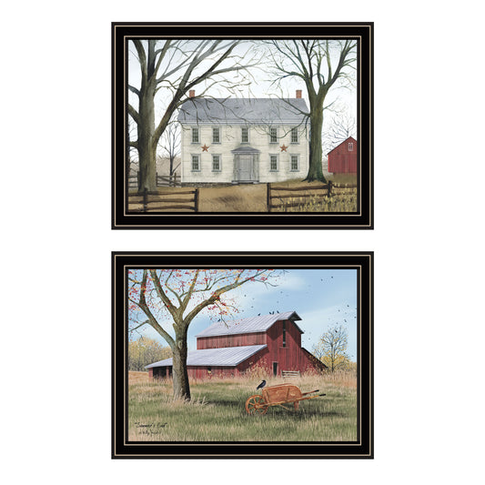 Trendy Decor 4U 2- Piece Vignette Early American Homestead Black Framed Wall Art for Living Room, Bedroom Wall Art Print for Home Decor by Billy Jacobs