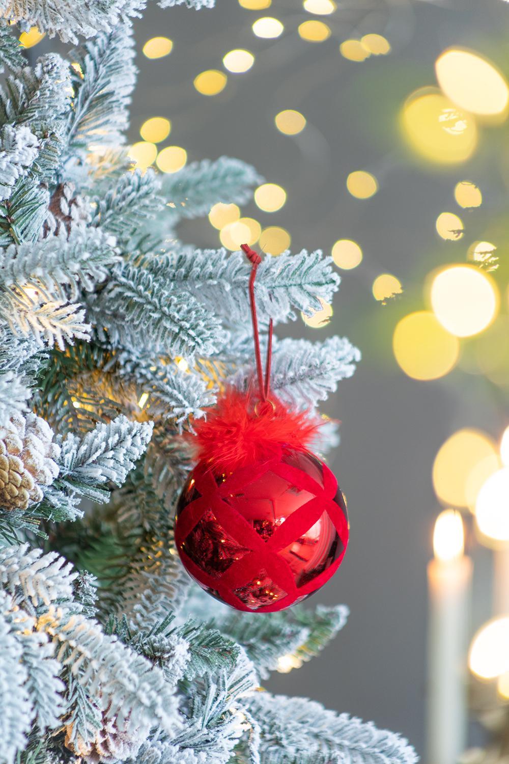 D3.9' Christmas Ball Ornaments, Glass Decorative Hanging Ball Christmas Tree Ornaments for Holiday Party Decorations, Set of 6