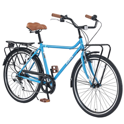 7 Speed, Steel Frame, Multiple Colors 26 Inch Vintage Style Bike,Retro Commute Bike for Women and Men