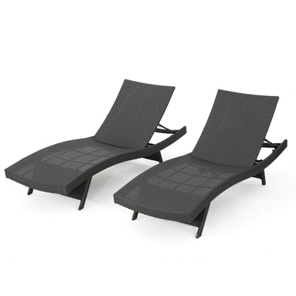 Salem PE Wicker Chaise Lounge Chair for Comfortable Outdoor Relaxing in Grey Rattan