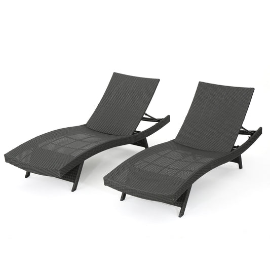 Salem PE Wicker Chaise Lounge Chair for Comfortable Outdoor Relaxing in Grey Rattan